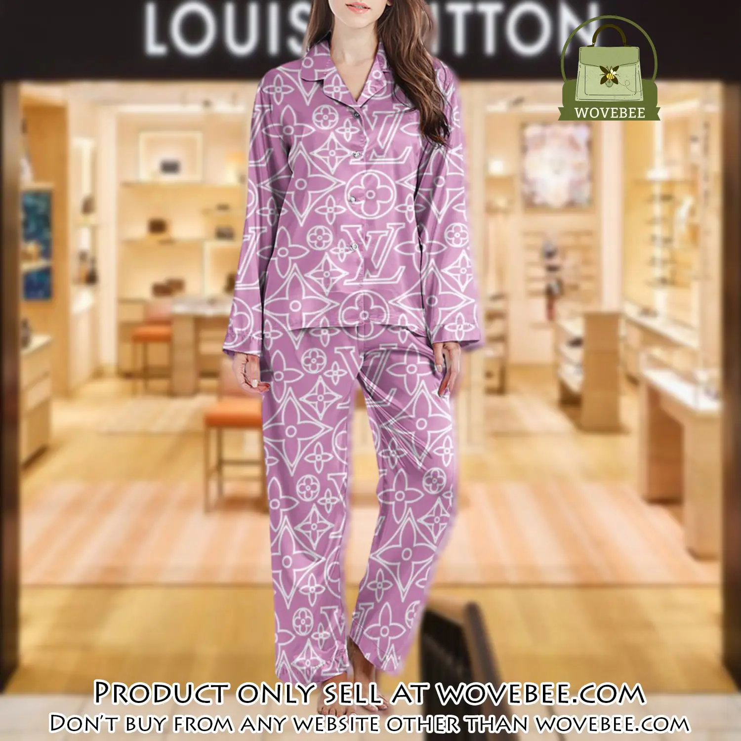 Lv monogram long satin pajama set pjs1029 wvb1357694
